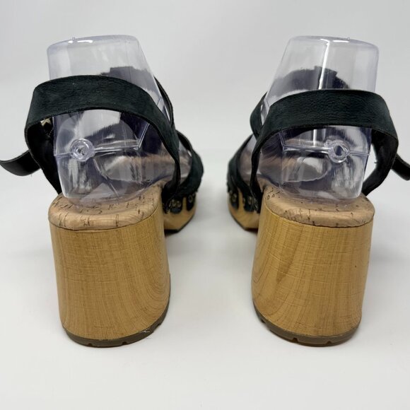 Kork-Ease Talia Sandal Sz 8M Blue Leather Strappy Studded Platform Punk Grunge - Picture 4 of 8